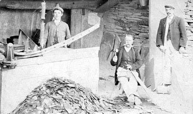 Photograph: Workers in a slate quarry