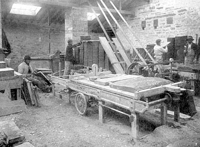 Photograph: Making a roofing slate at Penrhyn Quarries, Bethesda.