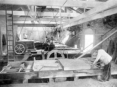 Photograph: The Interior of a Slab Mill at Penrhyn Quarries, Bethesda.