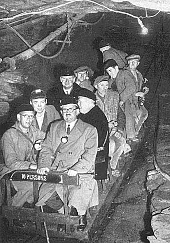 Photograph: Government Minister, Mr Nigel Birch, Minister of Works, visits Oakeley Quarry, Blaenau Ffestiniog. [Medley & Bird]