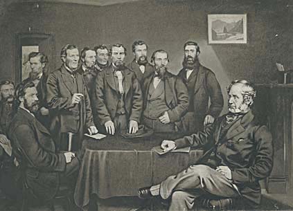 Photograph: Lord Penrhyn with the Penrhyn Quarry Committee in 1874.
