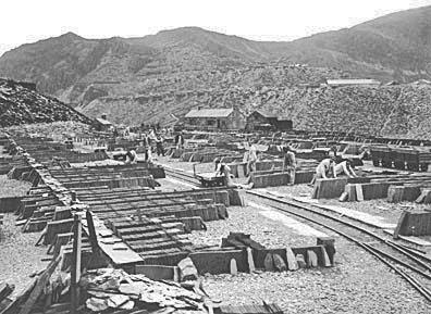 Photograph: Slate wharf at Llechwedd Quarry, Blaenau Ffestiniog.
