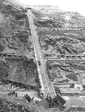 Photograph: The incline at Dinorwig Quarry, Llanberis. [National Library of Wales].