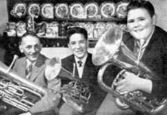 Photograph: Members of the Oakeley Band - John Roberts, Alan Roberts and David Brynmor Williams.