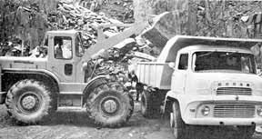 Photograph: A lorry and slate loader at a Dorothea Quarry.