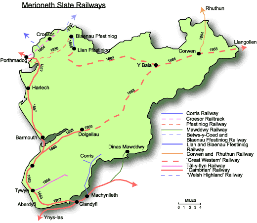 Merioneth Slate Railways Map