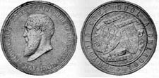 Commemorative medal produced for Love Jones-Parry's Election Victory, 1868