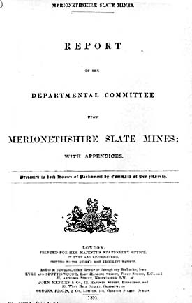 T0000273a - Cover Page - Report of the Departmental Committee Report of the Departmental Committee upon Merioneth Slate Mines