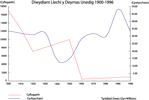 Cyflogaeth a Chynhyrchaeth yn y Diwydiant llechi y Deyrnas Unedig 1900-1996.