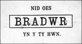 Nid oes BRADWR yn y ty hwn [There is no TRAITOR in this house (trans)]