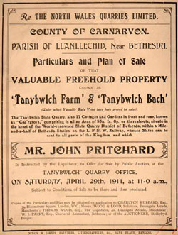 Ref: XD35/34: Sale of Tanybwlch Farm and Tanybwlch Bach properties