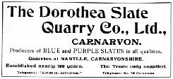Advertisement by the Dorothea Slate Quarry Co.