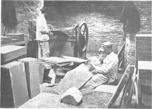 A slate splitter and dresser at work