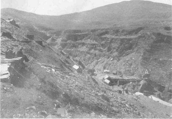 Aerial view of a slate quarry in Ffestiniog